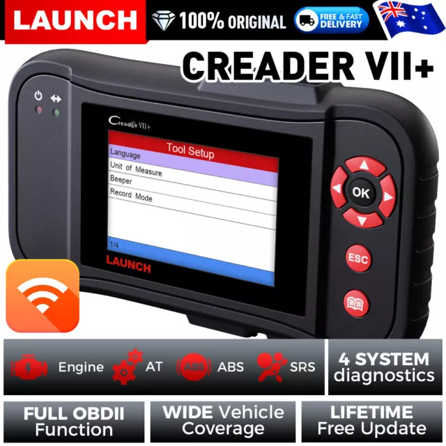 LAUNCH Creader VII+ 7+ Code Reader Engine ABS SRS OBD2 Scanner Diagnostic Tool