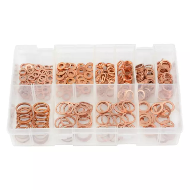 360Pcs Assorted Box of Fuel Injection Washers (Copper 6 - 17mm) DIN 7603A