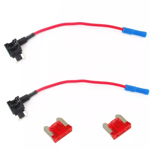 2 x 12V Add A Circuit Piggy Back Fuse Adapter Tap Micro Blade Holder 10Amp