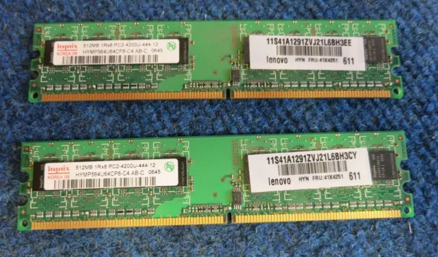 Hynix HYMP564U64CP8-C4 (2 x 512MB) 1GB DDR2 SDRAM PC4200 CL4 240 Pin RAM Memory