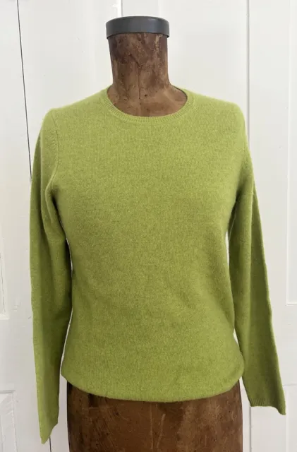 Charter Club Women Size S Lime/Pea Green 100% Cashmere Long Sleeve Crew Sweater