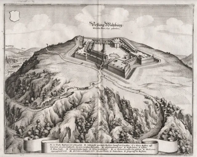 Wülzburg Weißenburg in Bayern Mittelfranken Kupferstich engraving Merian 1650