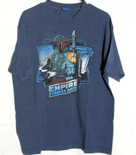 Star Wars T- Shirt Large Top Short Sleeve Empire Strikes Back Blue Graphic