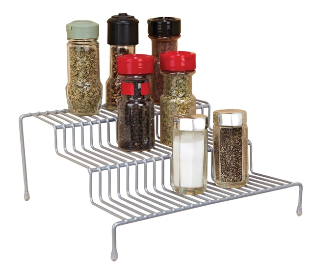 Kitchen Details 3 Tier Spice Rack Shelf Organizer in Grey