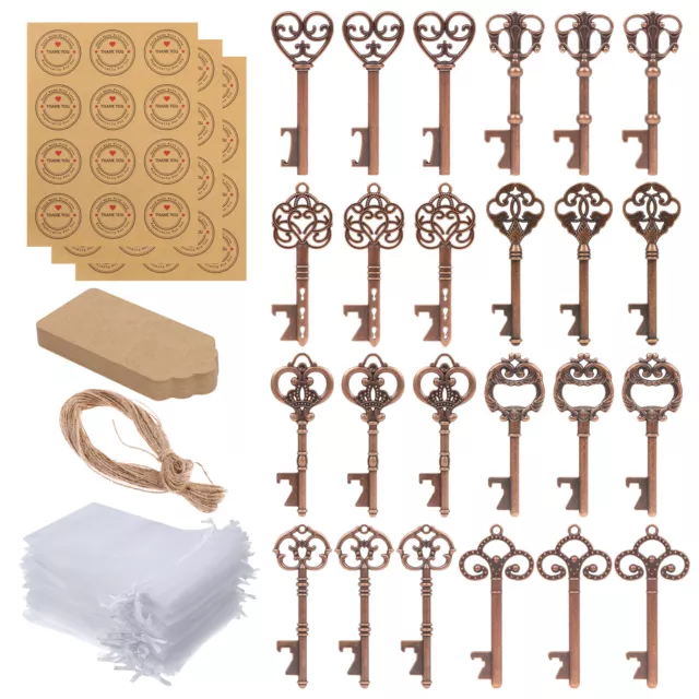 24pc Large Antique Vintage Old Brown Skeleton Keys Wedding Party CHristmas Decor