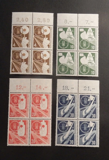Bund,167 - 170** Verkehrsausstellung 4er-Blöcke mit Oberrand geprSchlegel