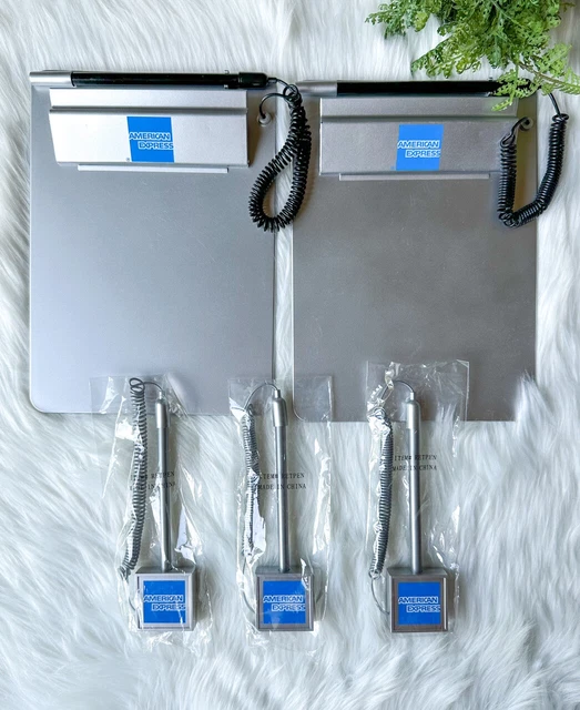 American Express Amex Clipboard Attached Pen & Standing Register Pen Holder Lot