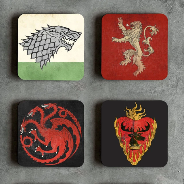Game Of Thrones Lannister Stark Baratheon Targaryen Drapeaux Style Boissons Sous