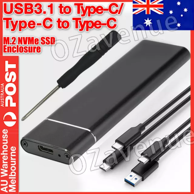 M.2 NVME TO USB 3.1 Enclosure Type-C Storage Case Adapter SSD SATA External AU