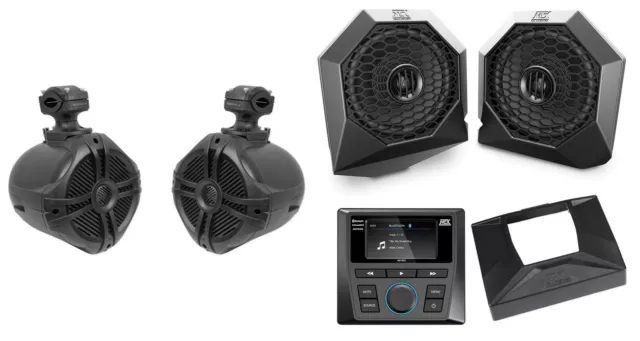 Tower Speakers+Bluetooth Receiver+Dash Kit for 2014-18 Polaris RZR XP1000/900