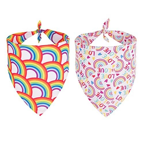 Gay Pride Flag Dog Bandana Triangle Dog Scarf Rainbow Flag Dog Bandanas for