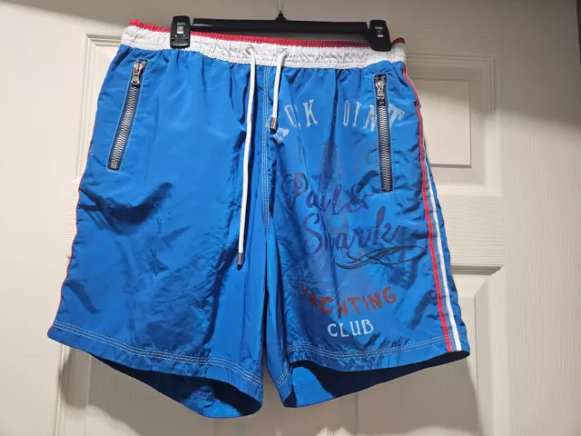 Paul Shark Yachting Swim Trunks Mens XL Blue Logo Lined Pockets