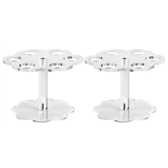 2pcs 6 Holes Acrylic Ice Cream Cone Stand Holder Transparent K7B2