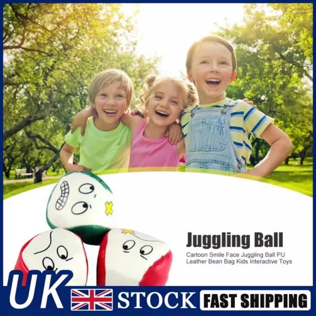 Cartoon Smile Face Juggling Ball PU Leather Bean Bag Kids Interactive Game Toys