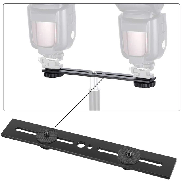 Portable Extender Travel Aluminum Alloy Hot Shoe Mount Dual Head Flash Bracket