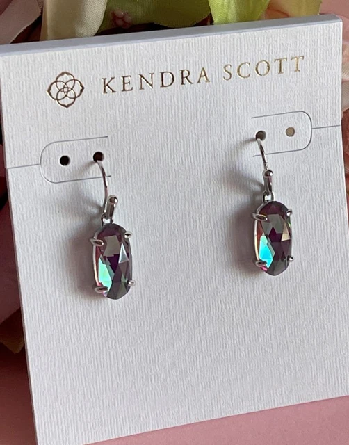 KENDRA SCOTT LEMMI Grey Dichroic Glass Rhodium Plated Drop Earrings NWT 48.99 PicClick