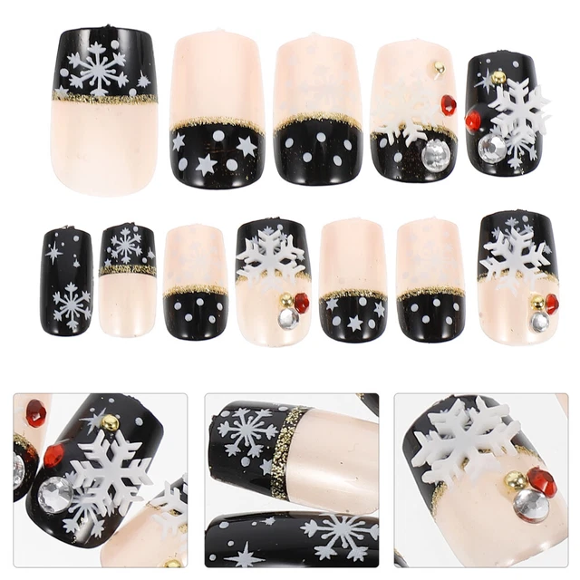 48 uds Navidad uñas falsas cubierta completa uñas falsas