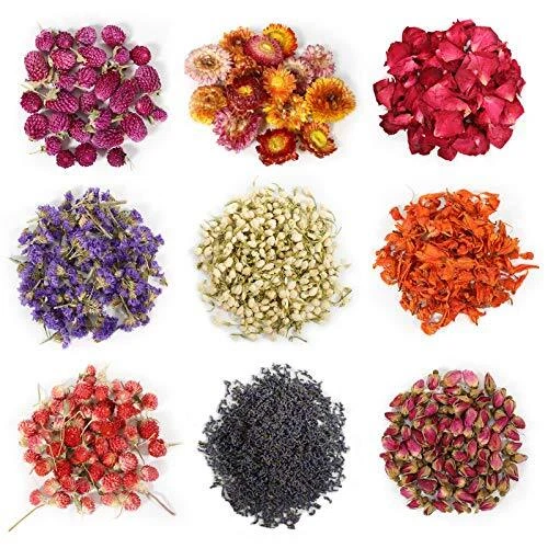 Kit de 9 bolsas flores secas 100% flores secas naturales hierbas para hacer jabón hágalo usted mismo...