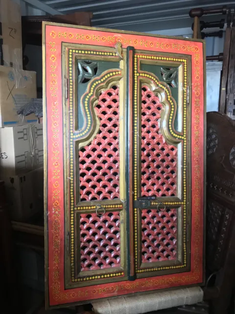 Antique Indian Painted Corner Cupboard