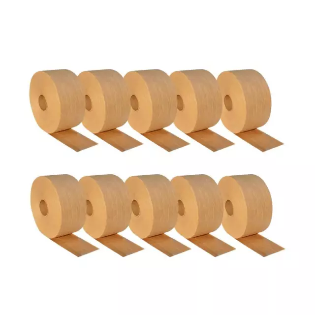 Brown Economy Grade Gummed Paper Tape - 72mm x 450 ft - Reinforced - 10 Rolls