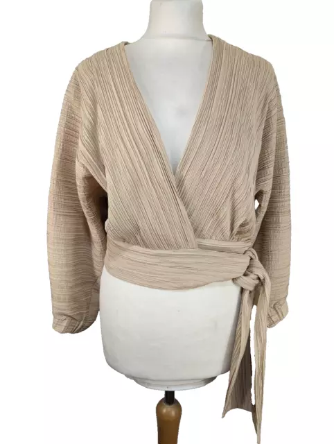 & Other Stories Ladies Wrap Top Beige Size 8 Crepe Blogger Capsule Minimalist