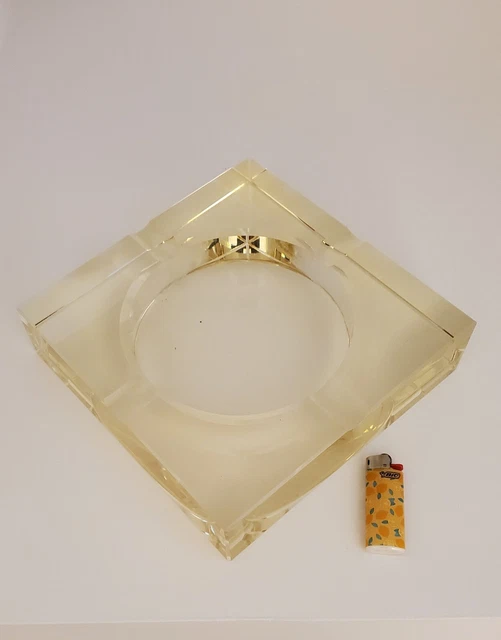 Cendrier En Verre LEONARDO – Teinté Rose Métallisé – Diamètre 10 Cm – Bon état
