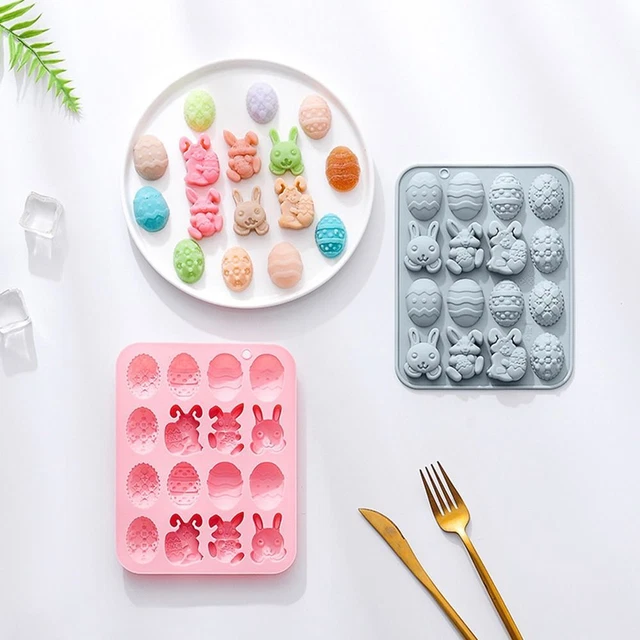 Herramienta conejo huevo 16 cavidades molde de silicona de Pascua molde de pastel de chocolate