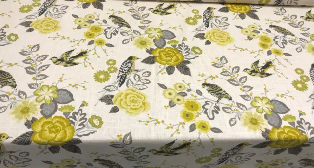 RICHLOOM BOUNTIFUL BIRDS Dandelion Linen Blend Upholstery Fabric by the ...