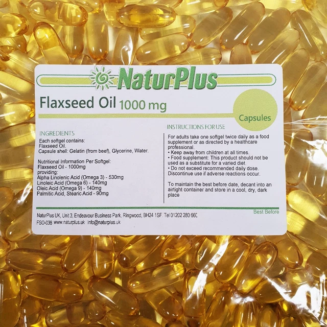 FLAXSEED OIL CAPSULES 1000mg x 365 Omega 3 6 9 Cold Pressed by