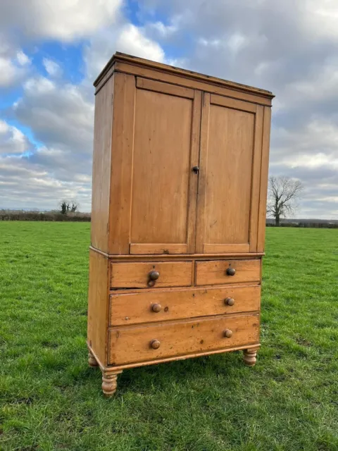 Antique Victorian Pine linen larder cupboard