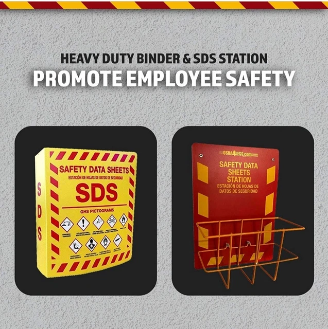 Bilingual Right To Know Sds Center Wire Rack And 3" Binder With Ghs Pictograms 3