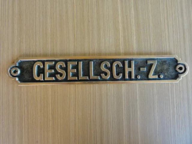 GESELLSCH.-Z. MESSING TÜR SCHILD VON OZEAN SCHIFF UM 1920 Nr 1