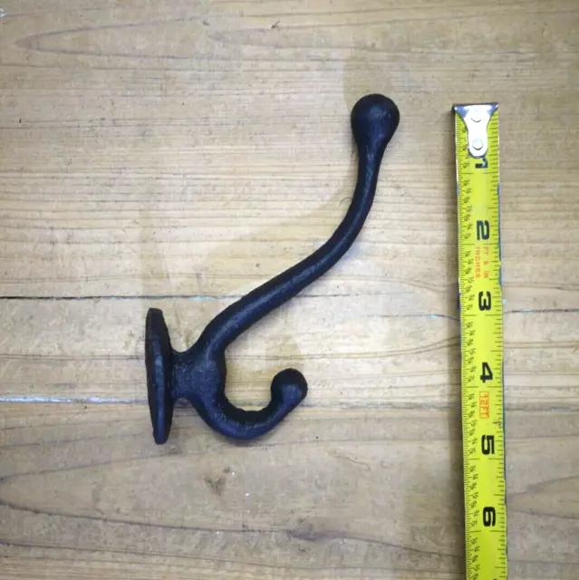 6 Cast Iron Black School Style Coat Hooks Hat Hook Rack Hall Tree Acorn Hook 3
