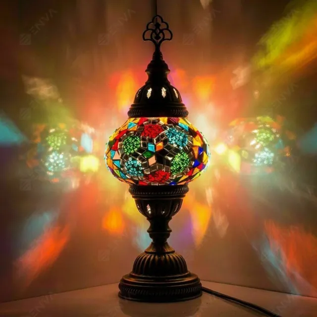 Lampada da comodino scrivania in mosaico Tiffany fatta a mano turco marocchino