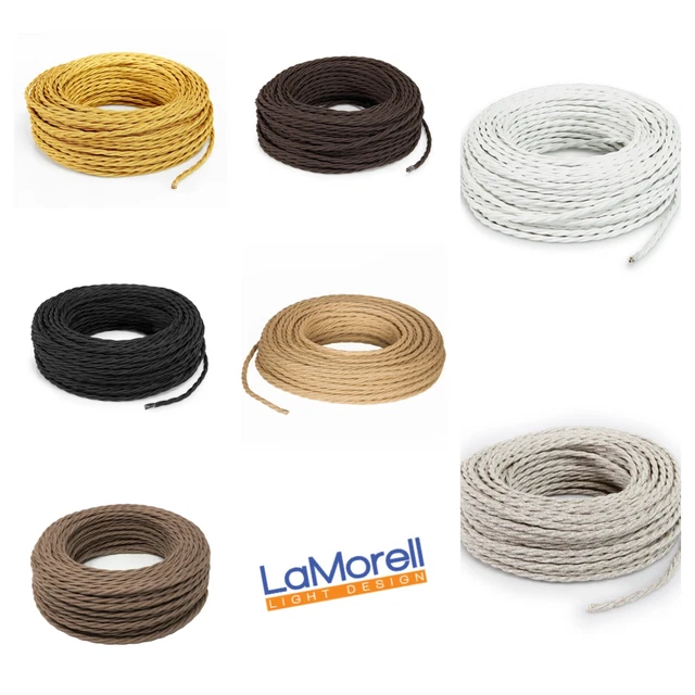 CAVO ELETTRICO TRECCIA In Tessuto Colorato Per Lampadari, Pendel E Abat Jour EUR 8,20 - IT - Foto 9