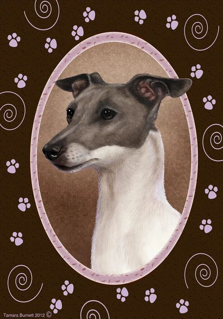 Paws House Flag - Blue and White Italian Greyhound 17398