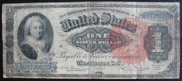 1886 $1 One Dollar Martha Washington Silver Certificate Large Note
