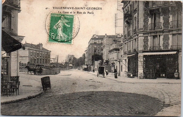 94 VILLENEUVE SAINT GEORGES - la gare et la rue de Paris