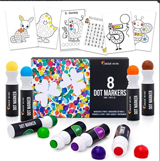 Marcadores de puntos Zenacolor, 8 colores, pluma de tinta a base de agua, bingo, colorear, niños