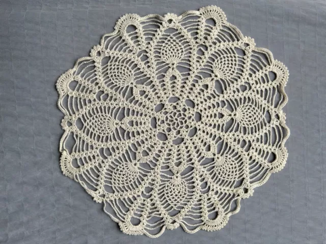 Beautiful French Vintage Crochet lace Doily - 13" - Cotton