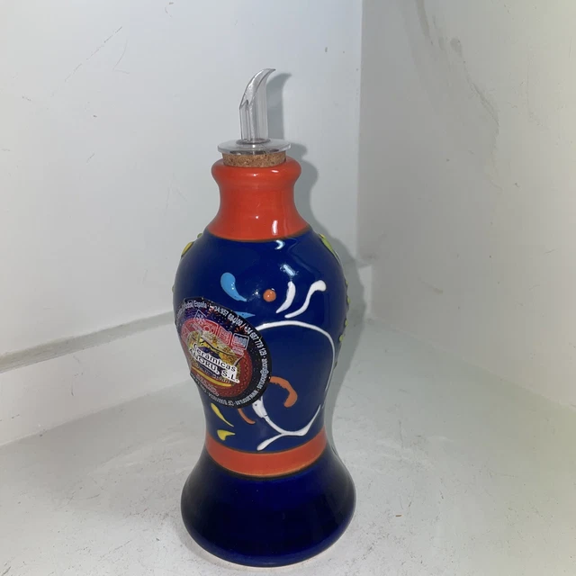 New ANORU, S.L Ceramic Hand Made and Painted Colorful Olive Oil Dispenser Spain