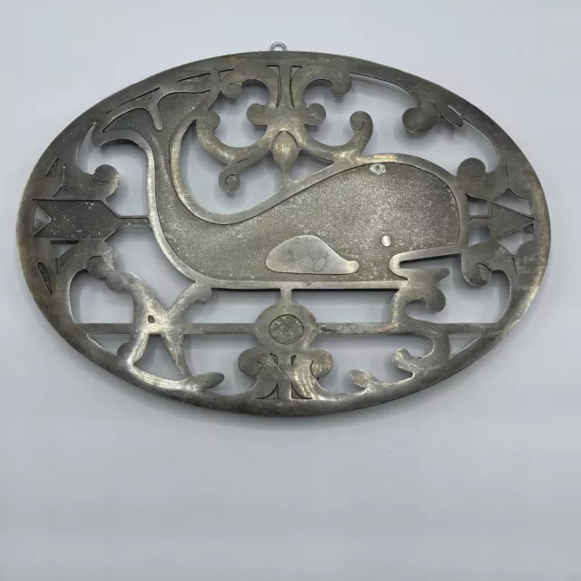 Vintage Metal Trivet Wall Hanging Decor Whale Weather Vane Itally E R Zinc