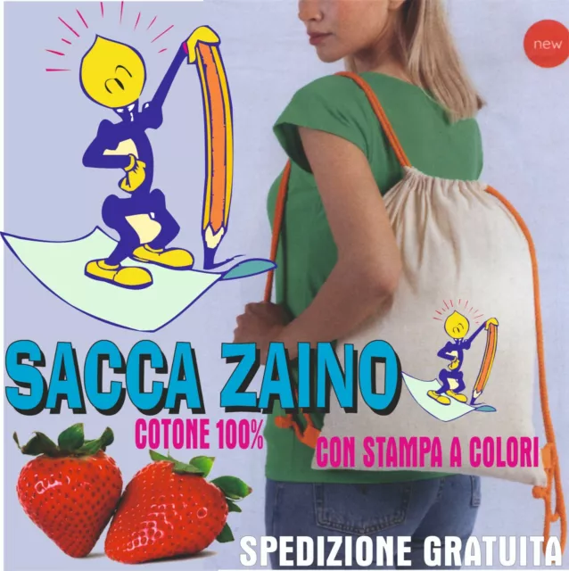 zaino sacca personalizzata borsa zainetto personalizzato porta scarpe  COTONE