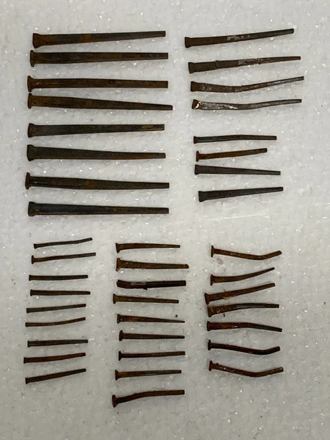 41 Vintage Square Cut Nails,  1" to 2 1/2" long. Most un-used. Straight nails.