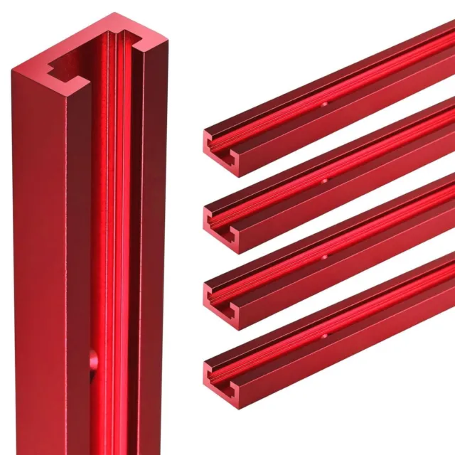 4pcs Red 48'' Double Cut Profile T Tracks With Screws Predrilled Mounting Hole