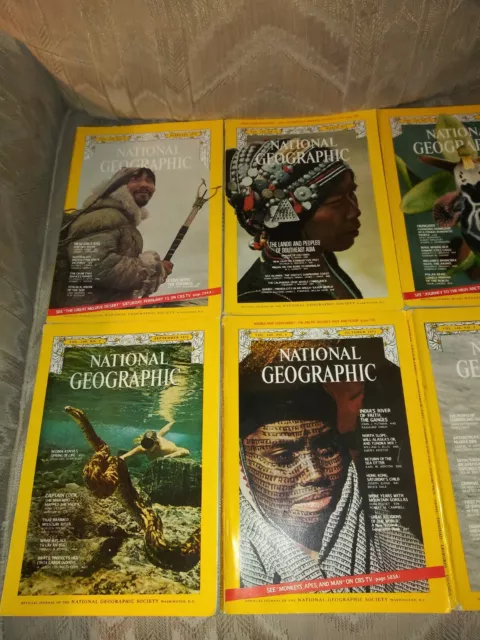 Lot 8 1971 National Geographic Vintage Magazines Feb Mar Apr Aug Sept Oct Nov... 2