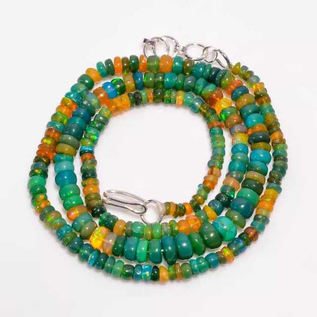 Collier de perles lisses en opale éthiopienne verte, rondelles de pierres...