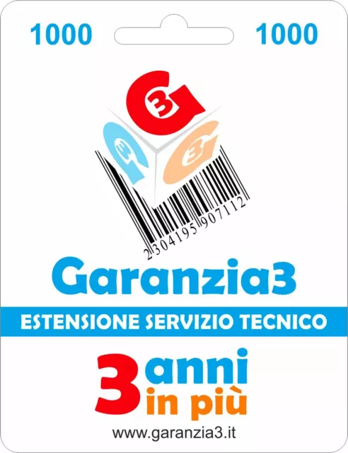 Garanzia 3 Estensione del Servizio Tecnico Fino A 1.000,00 Euro