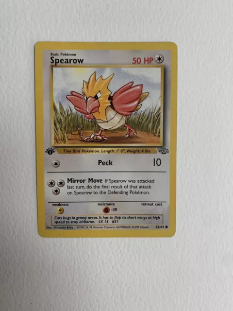 Spearow 1st edition Pokémon Card 62/64 | Jungle Set WOTC NM