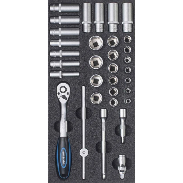 SW-STAHL Werkstattwagensortiment, Chiave a Bussola 3/8 “, Con Cesoie, 33-teilig